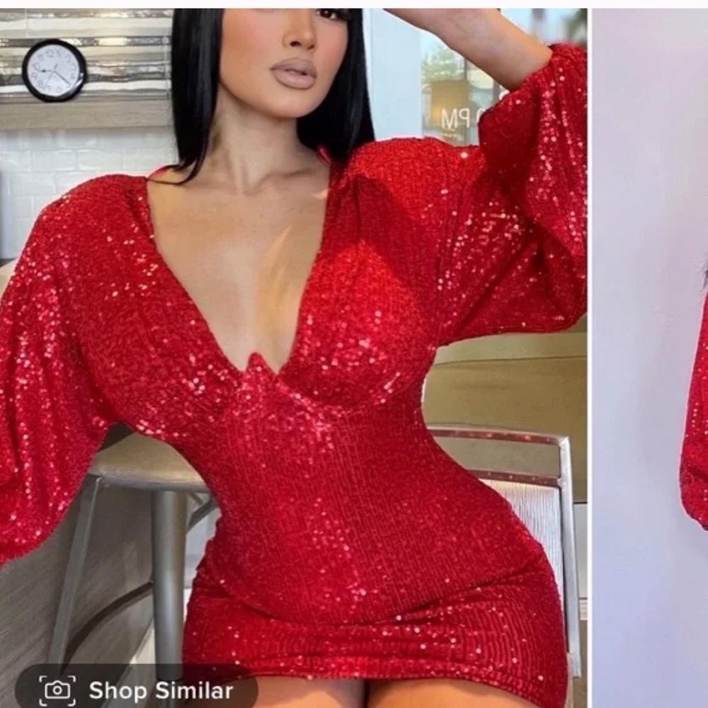 Sexy Red Sequins Party Dress